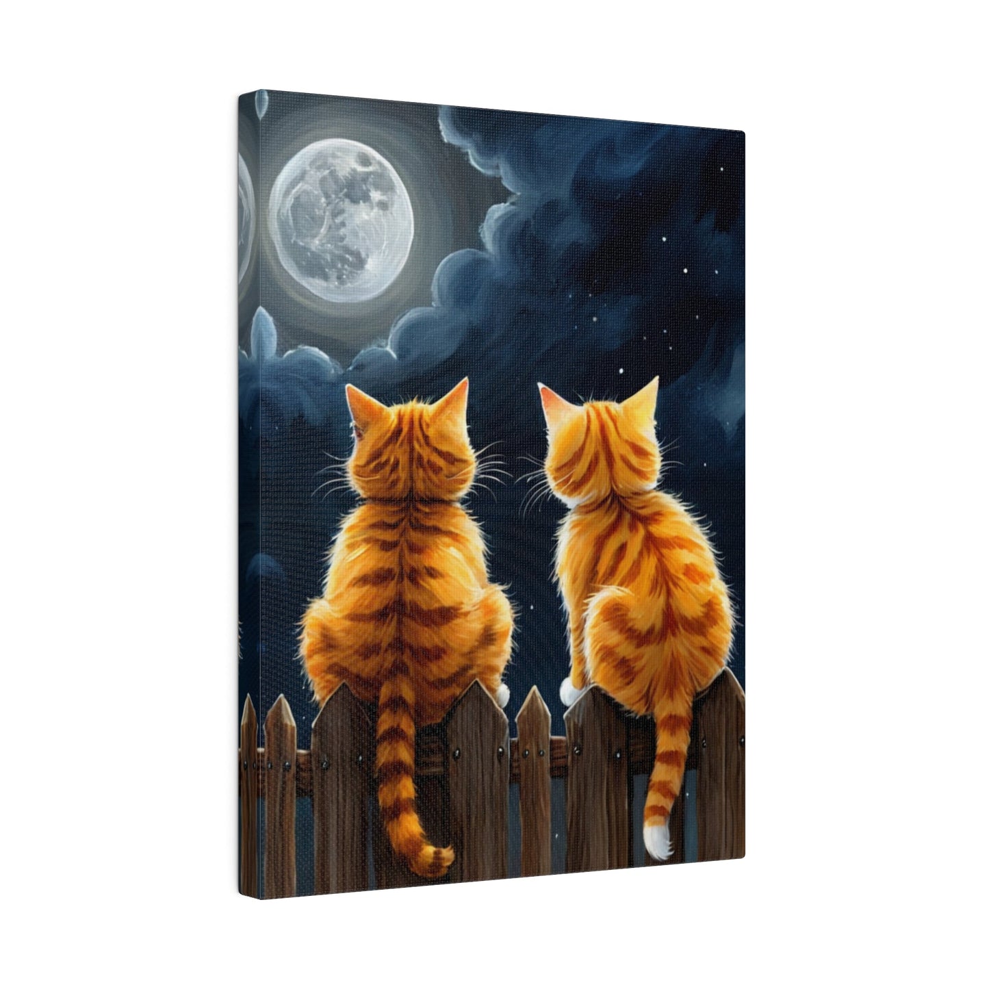 Two Friends Staring At The Moon - Cats Wall Art - Aestheticanvas