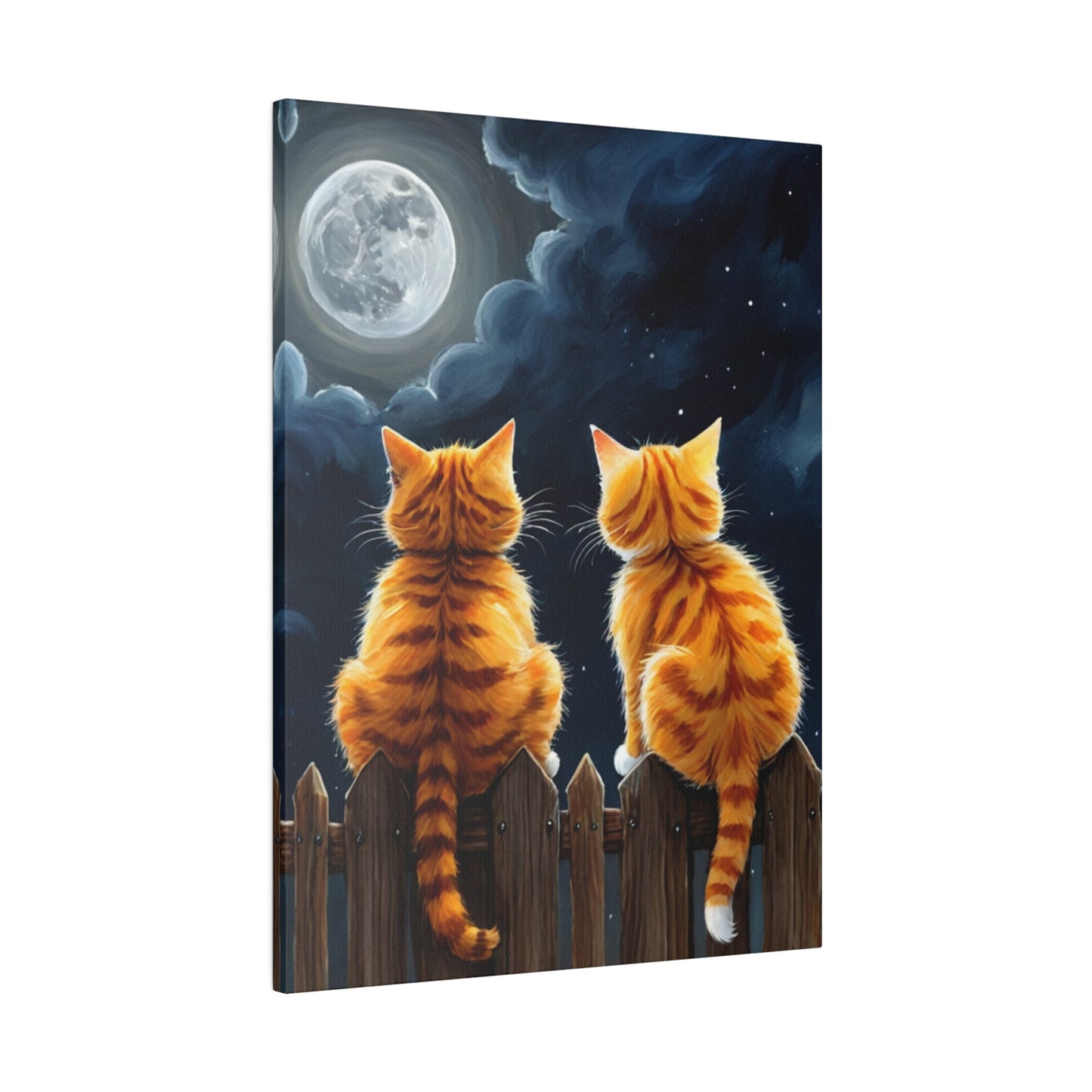 Two Friends Staring At The Moon - Cats Wall Art - Aestheticanvas