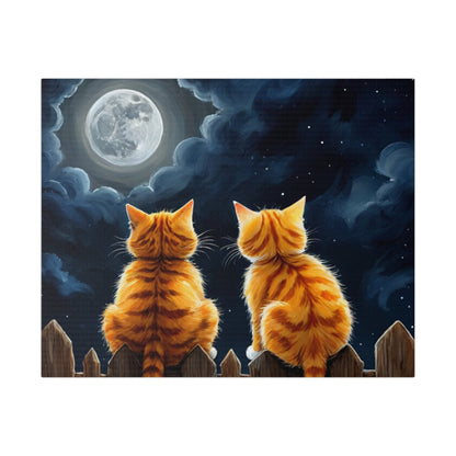 Two Friends Staring At The Moon - Cats Wall Art - Aestheticanvas