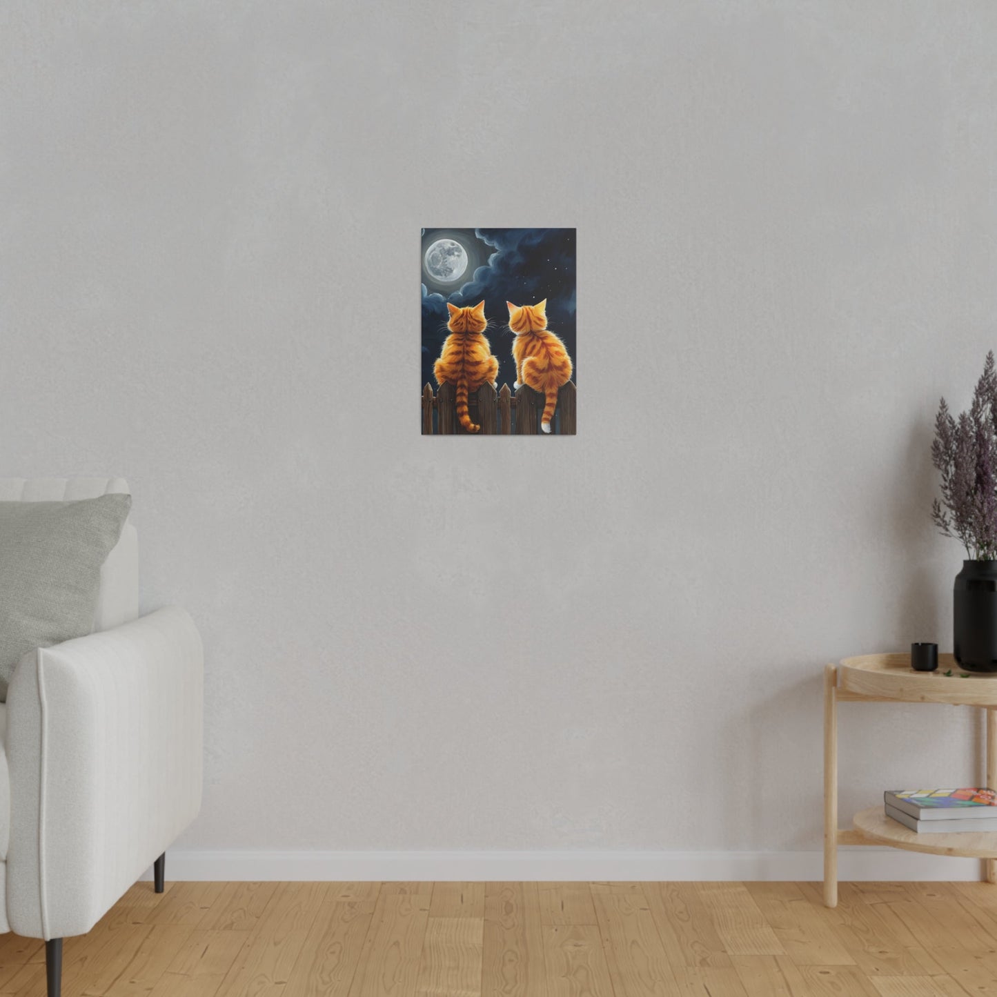 Two Friends Staring At The Moon - Cats Wall Art - Aestheticanvas