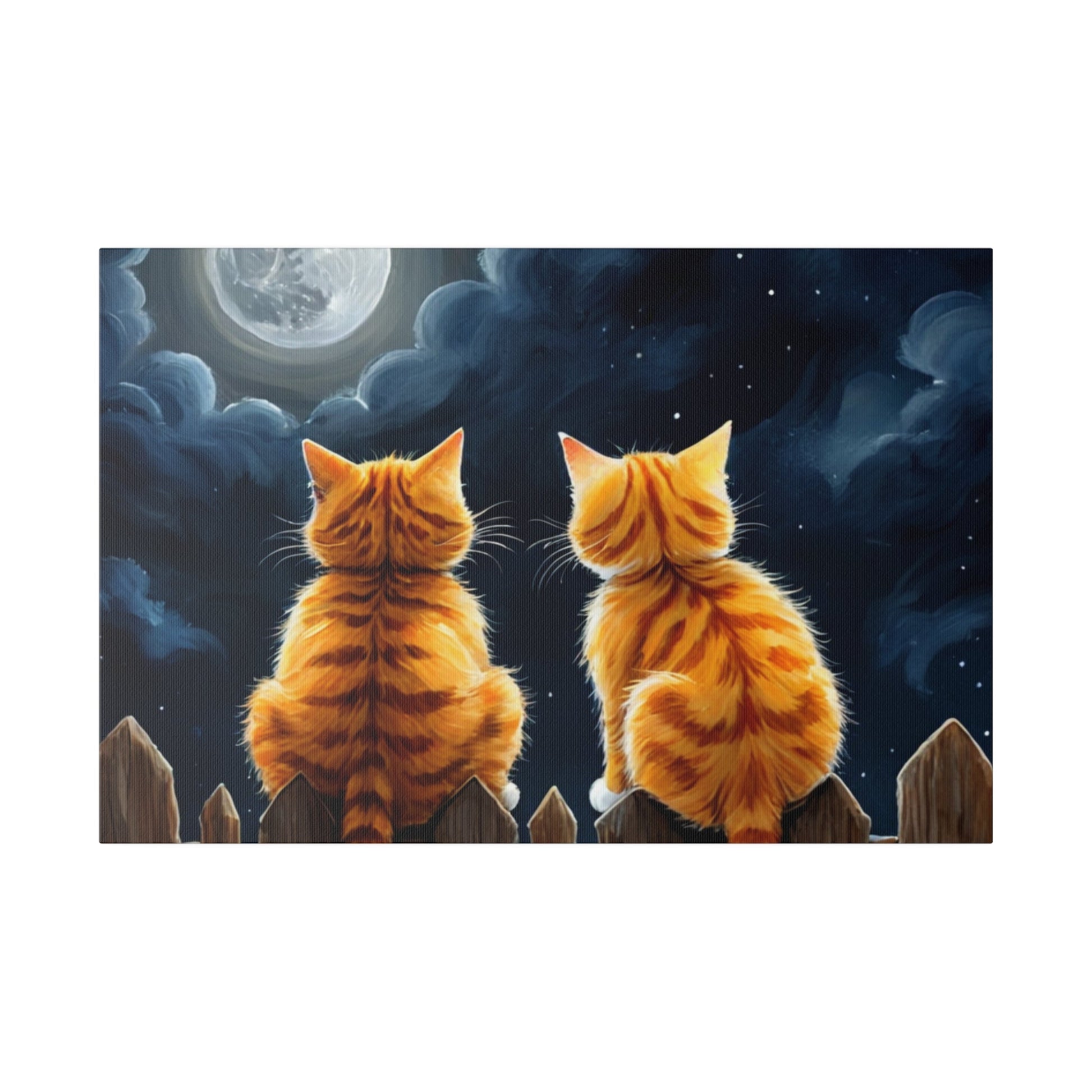 Two Friends Staring At The Moon - Cats Wall Art - Aestheticanvas