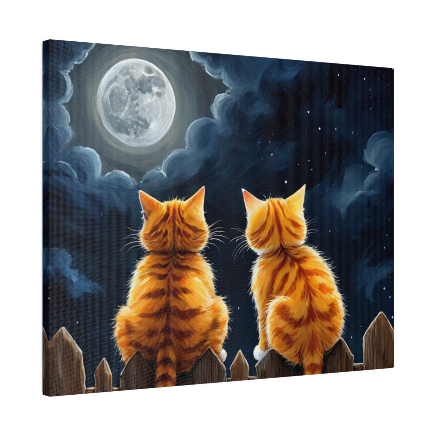 Two Friends Staring At The Moon - Cats Wall Art - Aestheticanvas