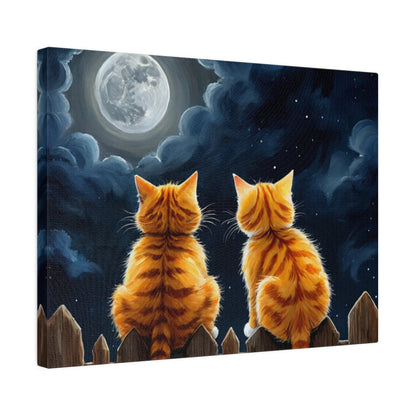 Two Friends Staring At The Moon - Cats Wall Art - Aestheticanvas