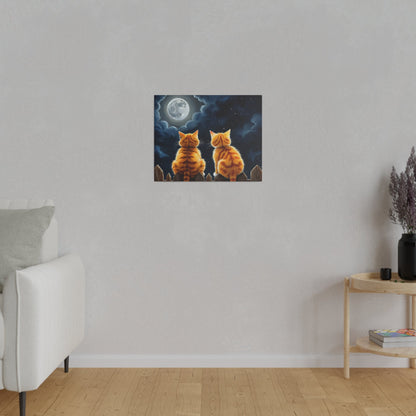 Two Friends Staring At The Moon - Cats Wall Art - Aestheticanvas