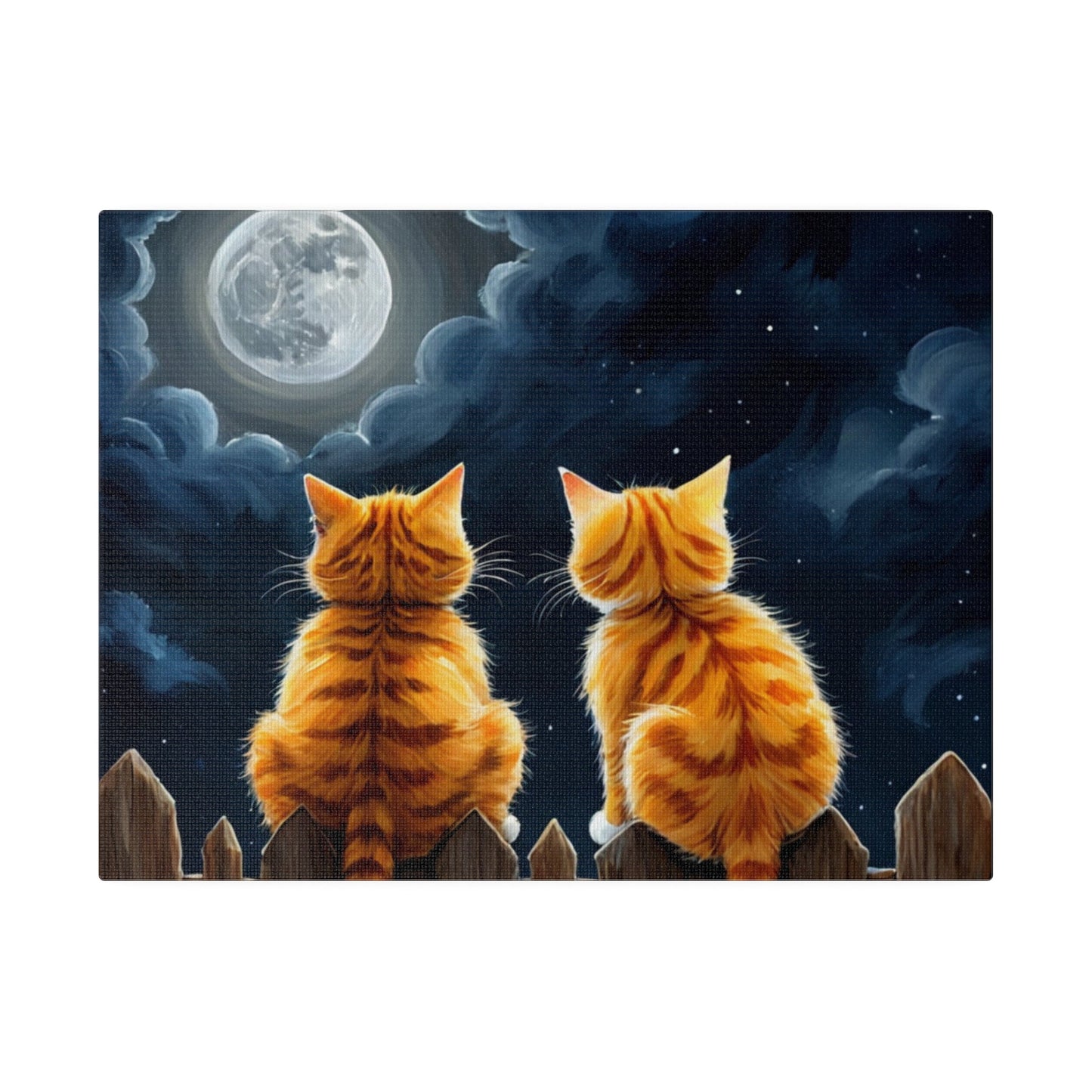 Two Friends Staring At The Moon - Cats Wall Art - Aestheticanvas