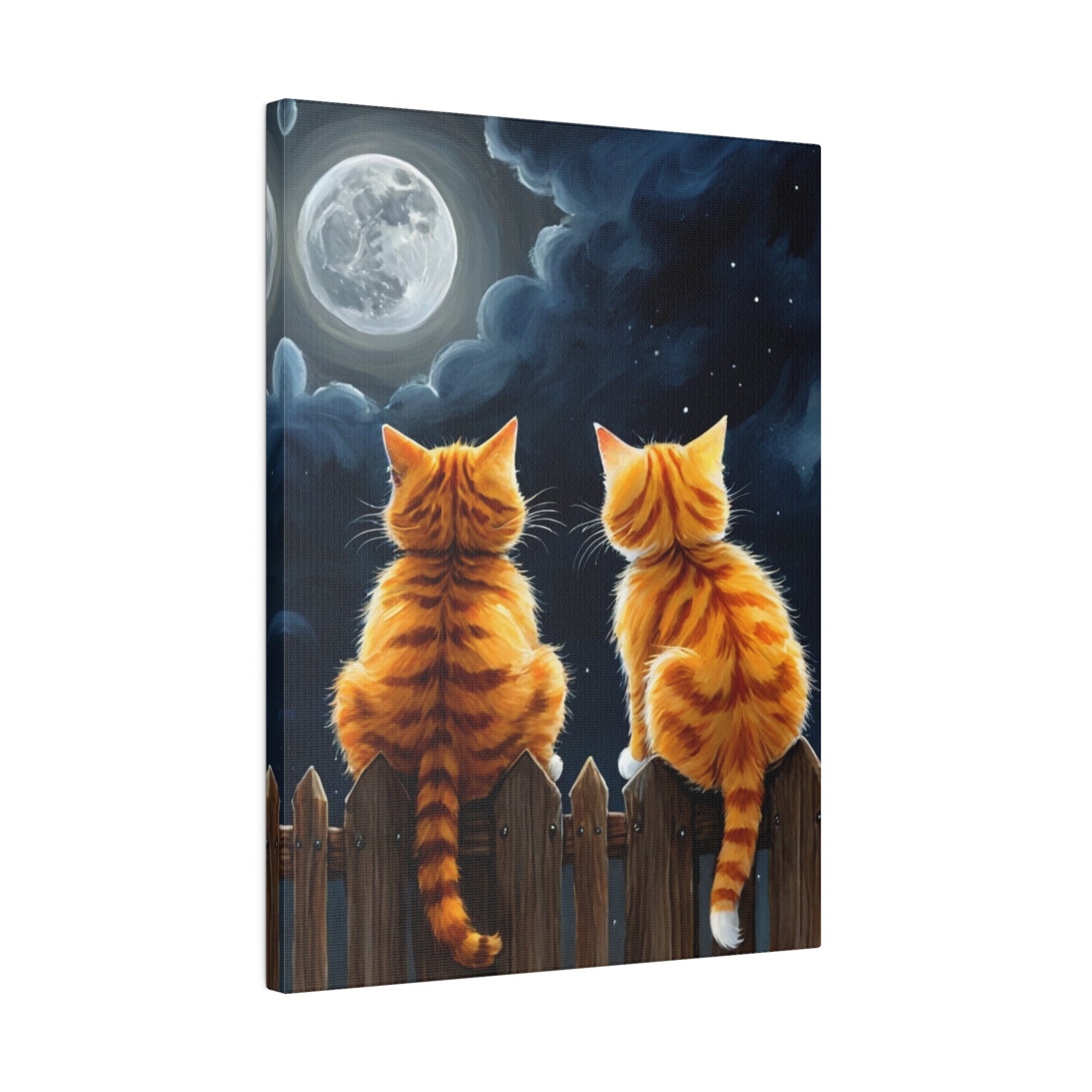 Two Friends Staring At The Moon - Cats Wall Art - Aestheticanvas