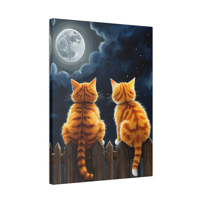 Two Friends Staring At The Moon - Cats Wall Art - Aestheticanvas