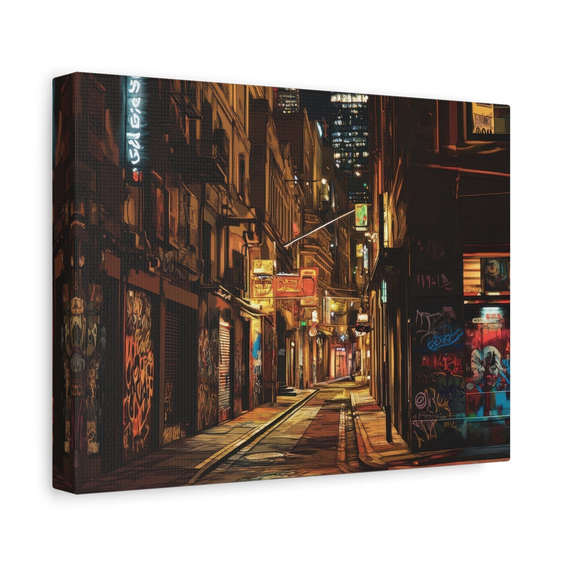 Urban Alleyway at Night – Cityscape Wall Art - Aestheticanvas