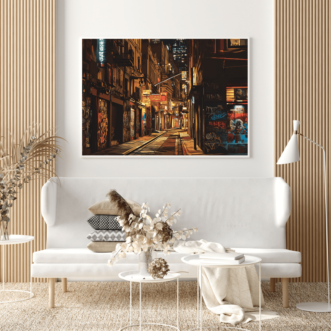 Urban Alleyway at Night – Cityscape Wall Art - Aestheticanvas