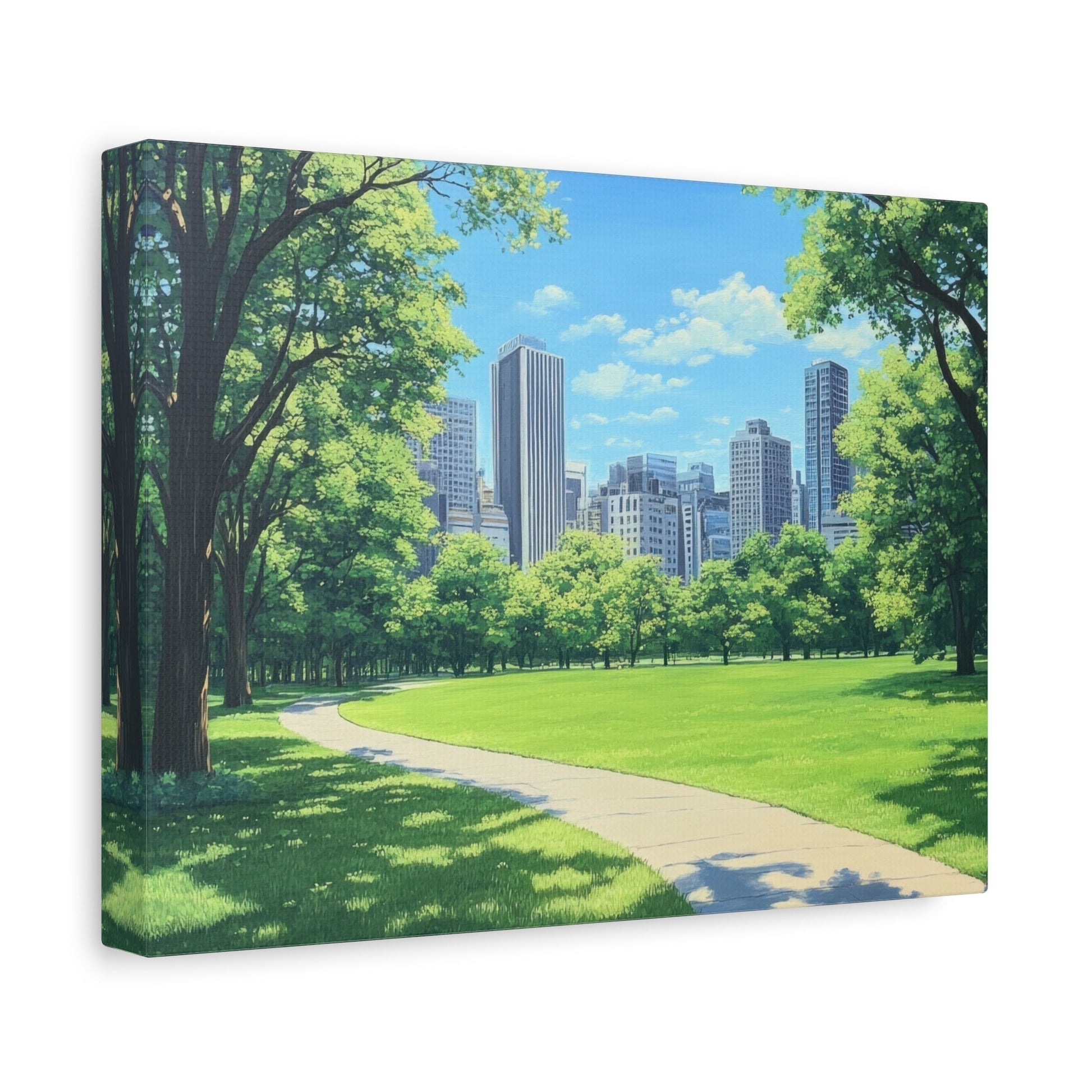 Urban Oasis Park Pathway - Cityscape Wall Art - Aestheticanvas