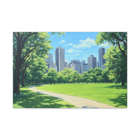 Urban Oasis Park Pathway - Cityscape Wall Art - Aestheticanvas