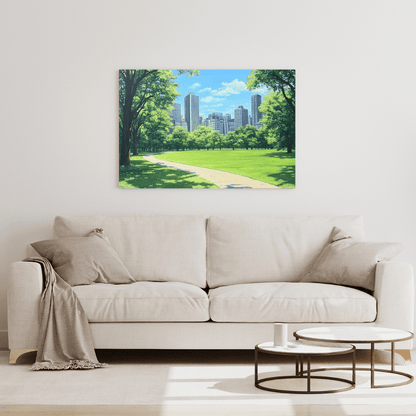 Urban Oasis Park Pathway - Cityscape Wall Art - Aestheticanvas