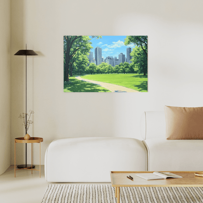 Urban Oasis Park Pathway - Cityscape Wall Art - Aestheticanvas