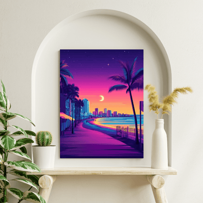 Venice Beach Neon Sunset Boulevard - City Wall Art - Aestheticanvas