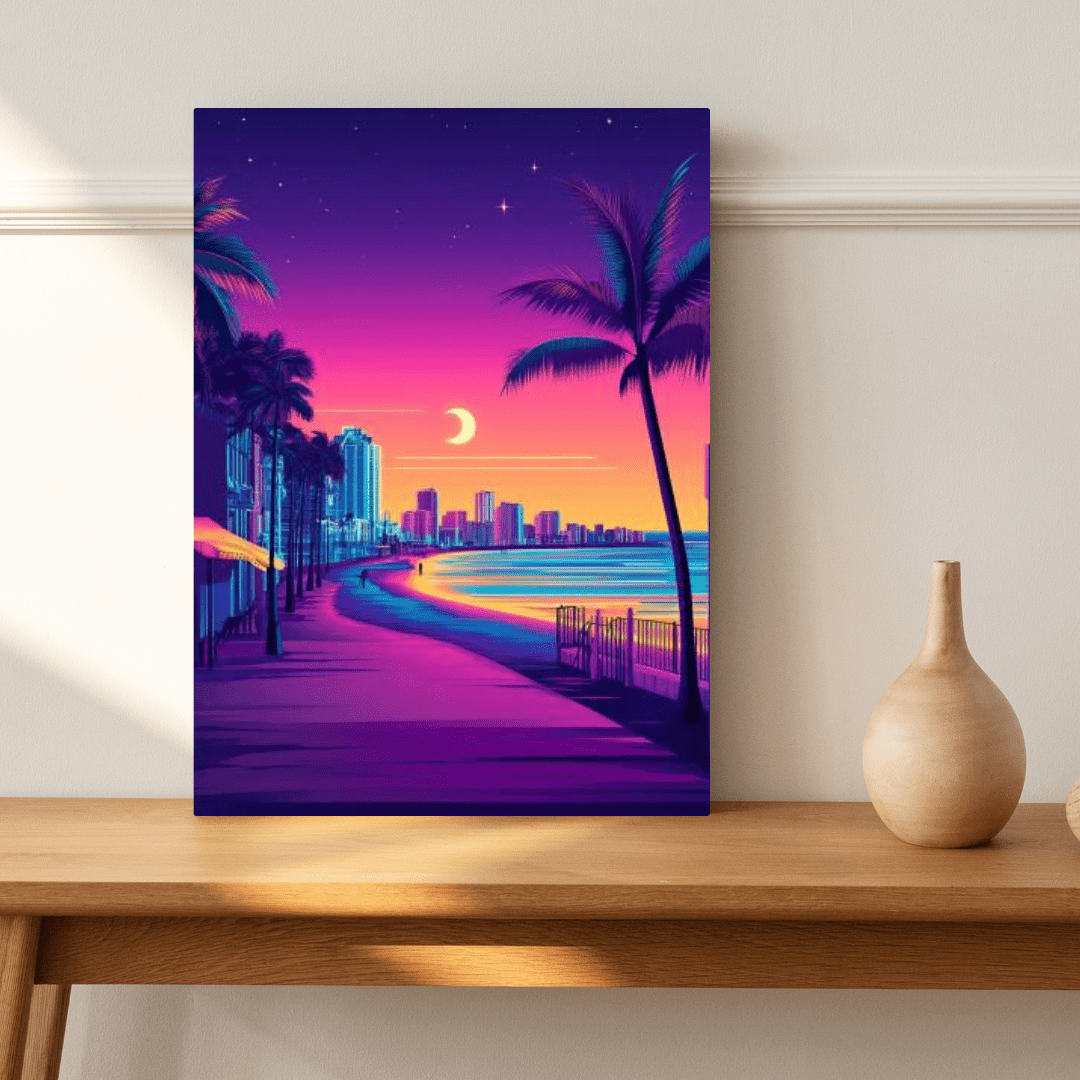 Venice Beach Neon Sunset Boulevard - City Wall Art - Aestheticanvas