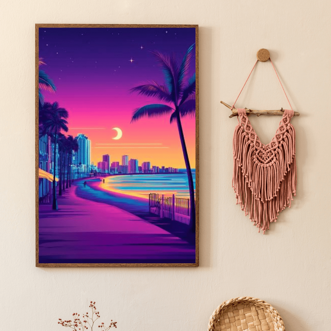 Venice Beach Neon Sunset Boulevard - City Wall Art - Aestheticanvas