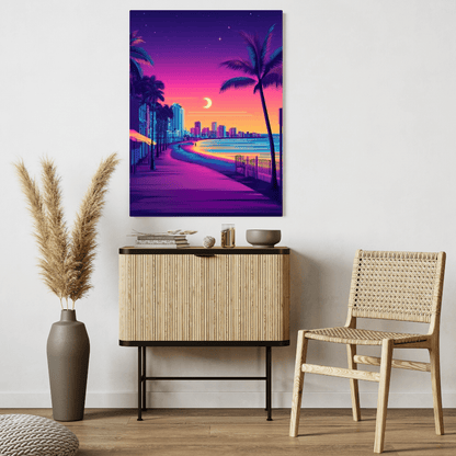 Venice Beach Neon Sunset Boulevard - City Wall Art - Aestheticanvas