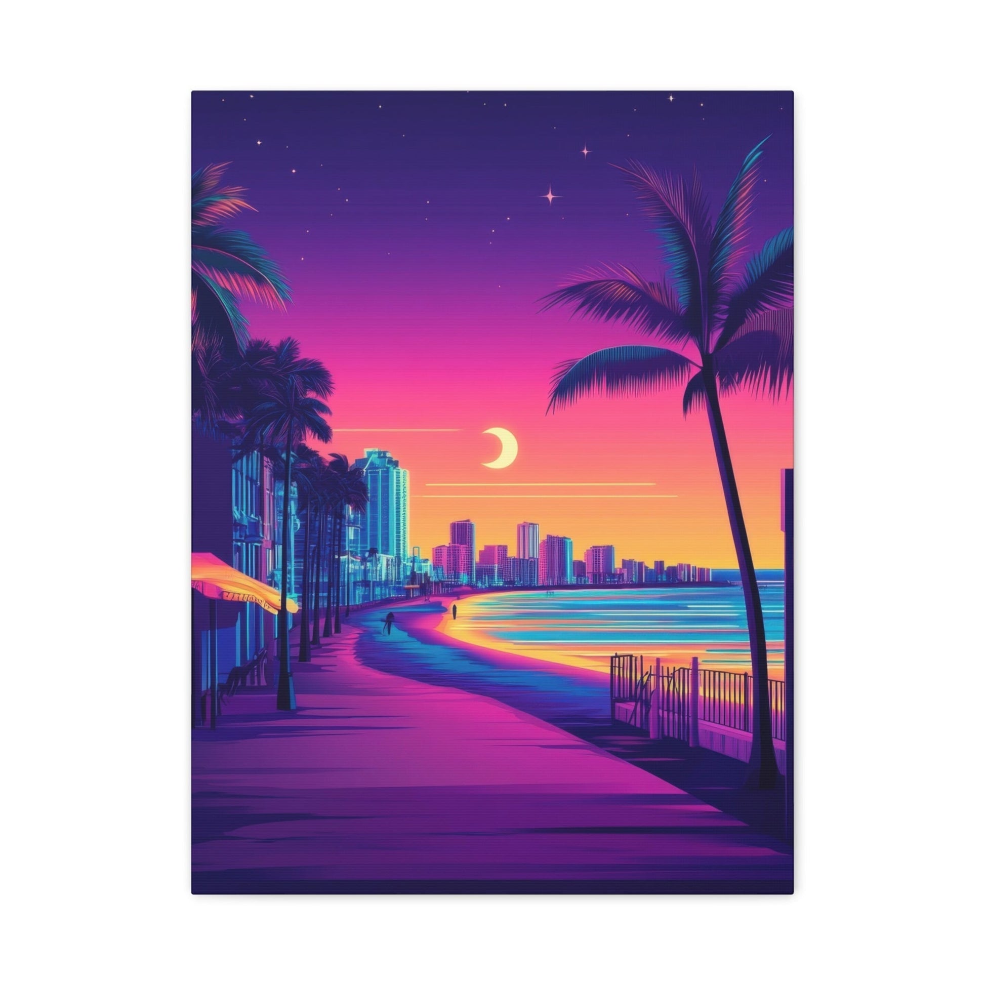 Venice Beach Neon Sunset Boulevard - City Wall Art - Aestheticanvas