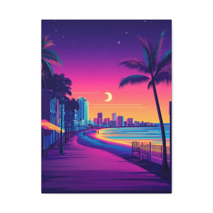 Venice Beach Neon Sunset Boulevard - City Wall Art - Aestheticanvas