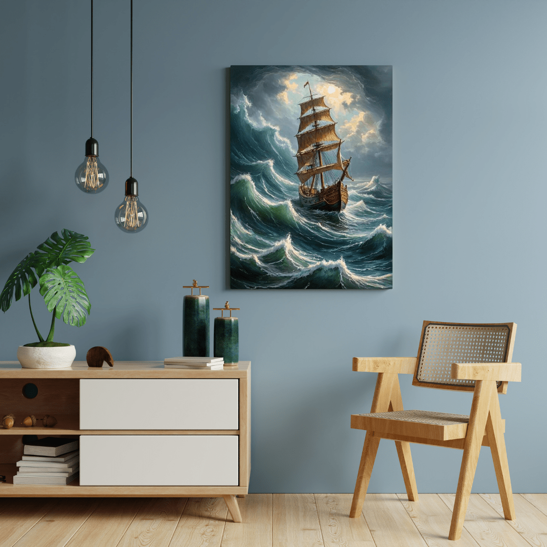 Vessel In An Agitated Sea - Wall Art - Aestheticanvas