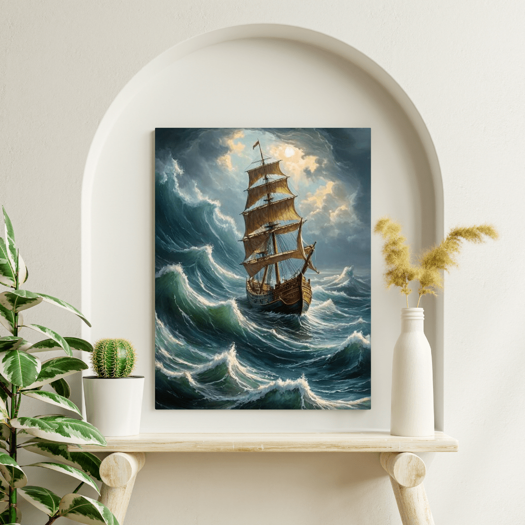 Vessel In An Agitated Sea - Wall Art - Aestheticanvas