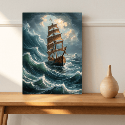 Vessel In An Agitated Sea - Wall Art - Aestheticanvas