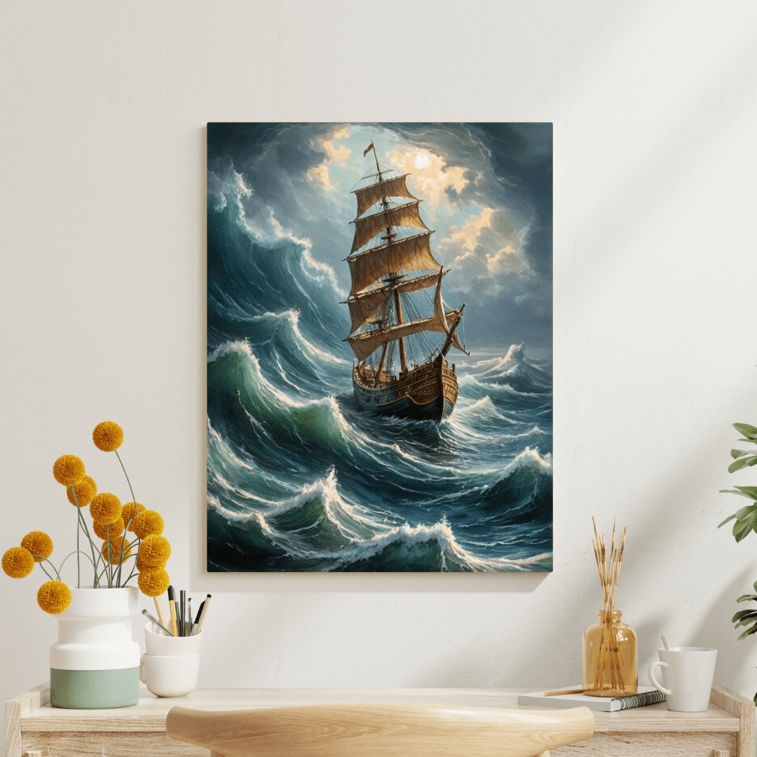 Vessel In An Agitated Sea - Wall Art - Aestheticanvas