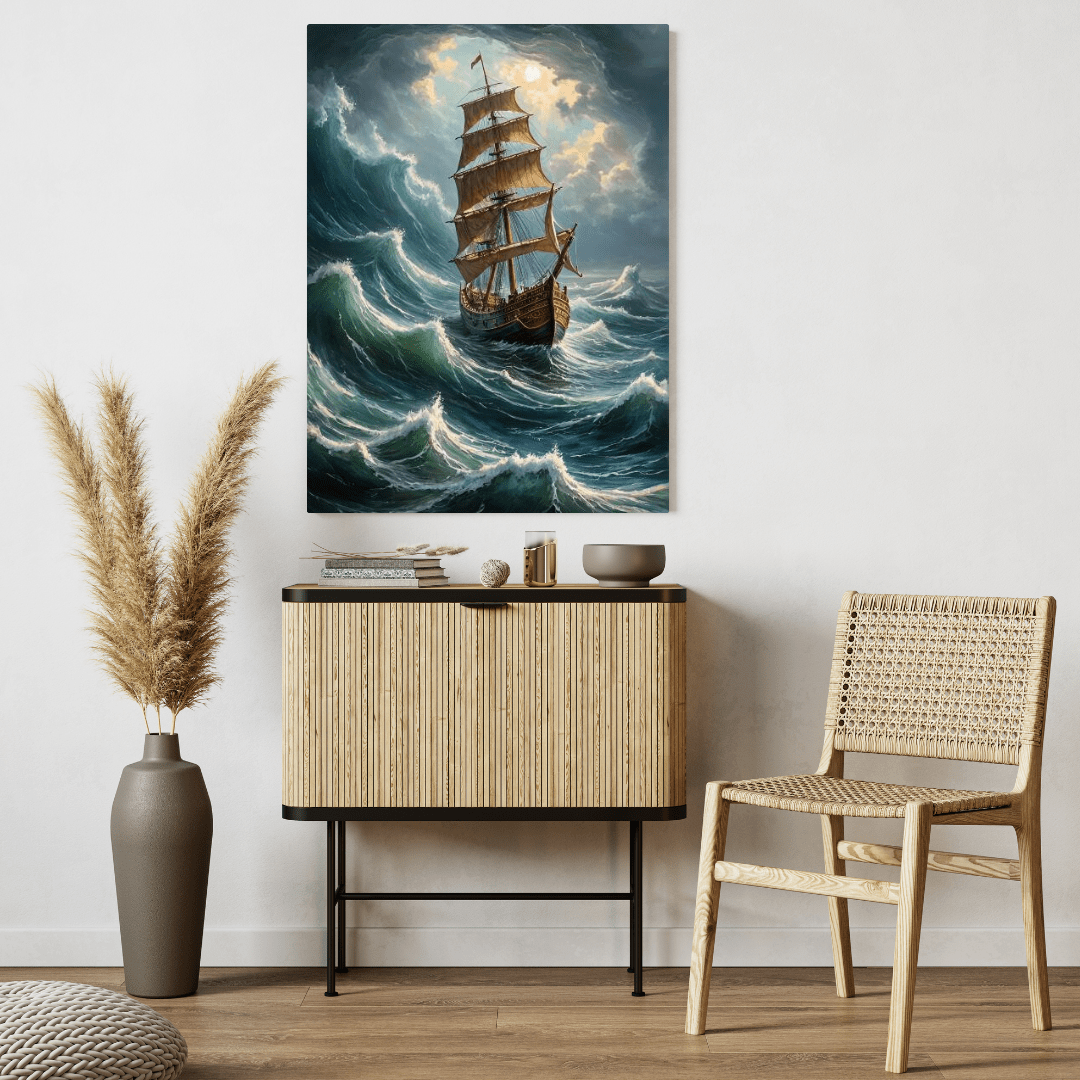 Vessel In An Agitated Sea - Wall Art - Aestheticanvas