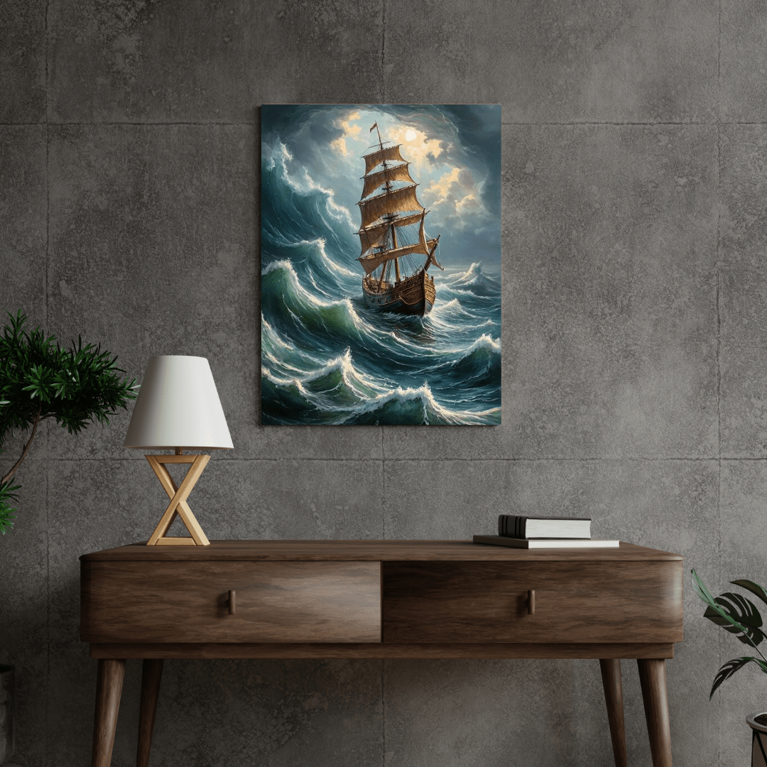 Vessel In An Agitated Sea - Wall Art - Aestheticanvas