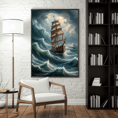 Vessel In An Agitated Sea - Wall Art - Aestheticanvas