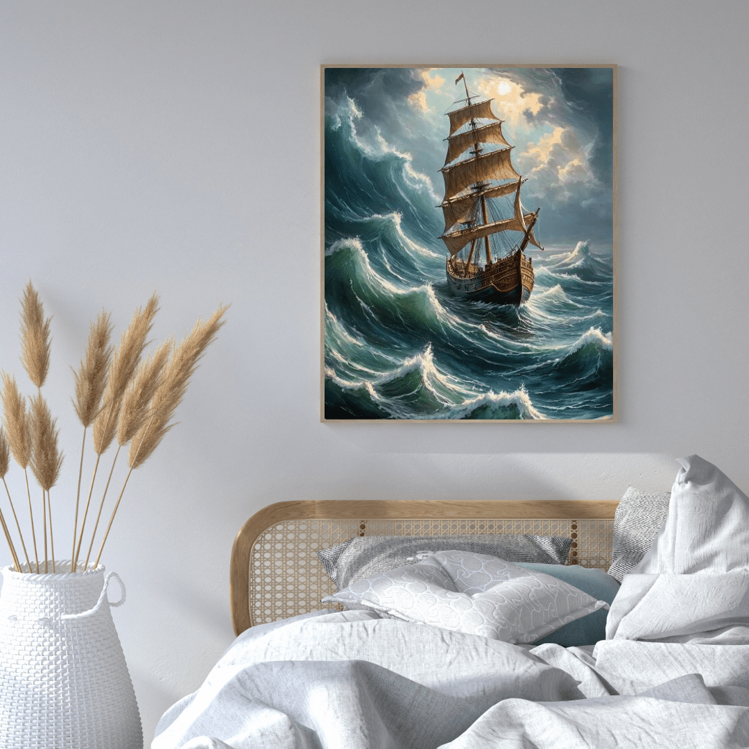 Vessel In An Agitated Sea - Wall Art - Aestheticanvas