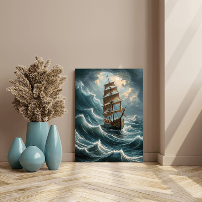 Vessel In An Agitated Sea - Wall Art - Aestheticanvas