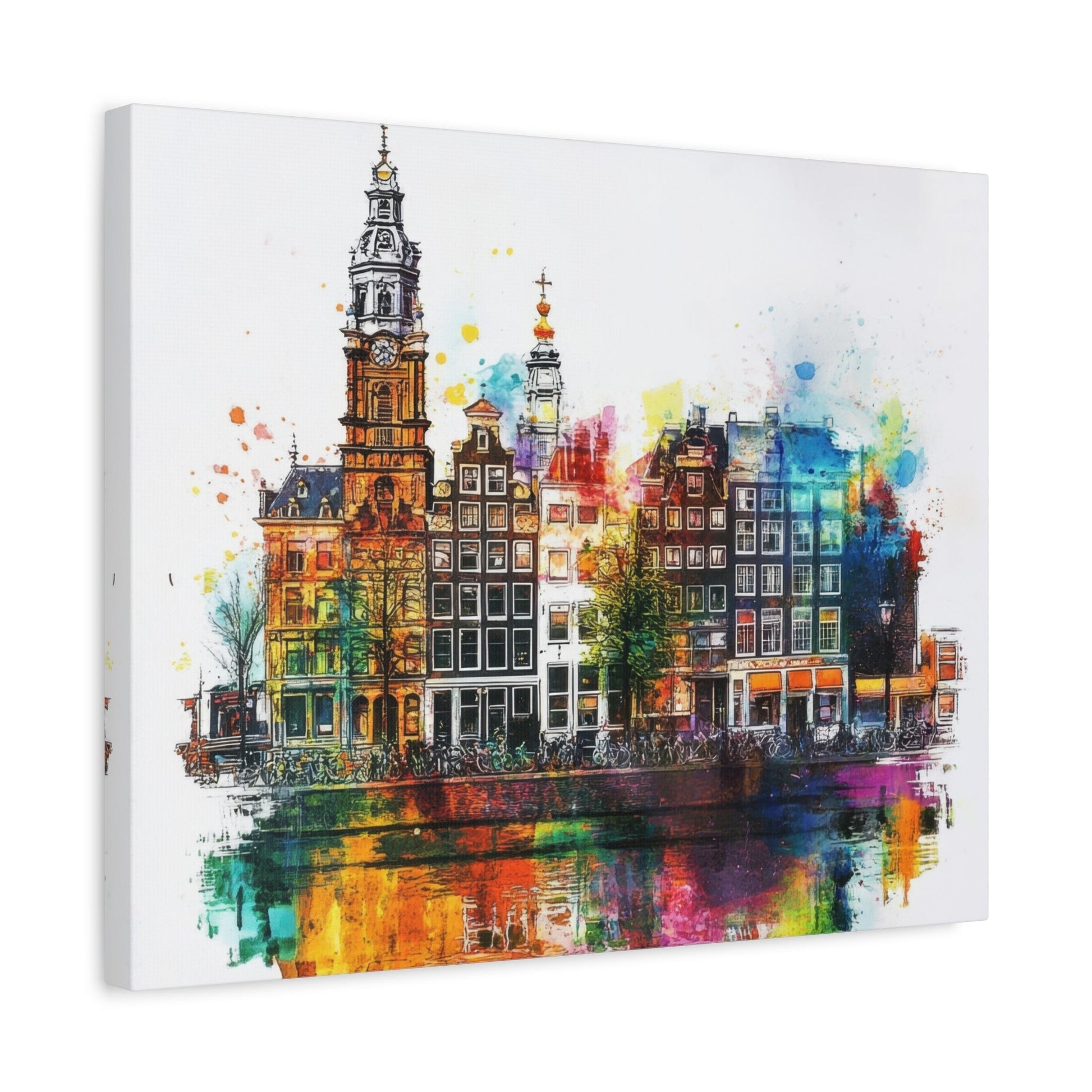 Vibrant Amsterdam Reflections - Cityscape Wall Art - Aestheticanvas