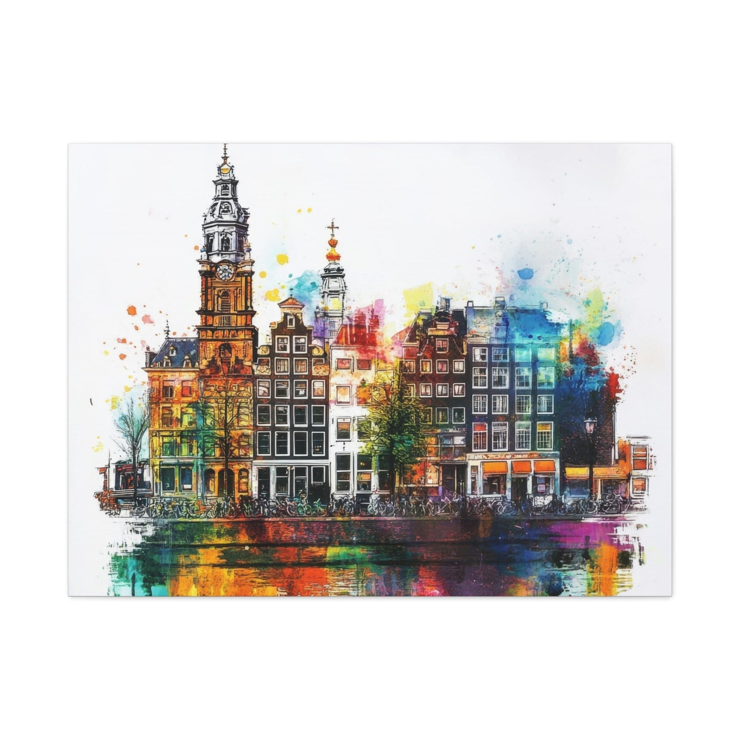 Vibrant Amsterdam Reflections - Cityscape Wall Art - Aestheticanvas