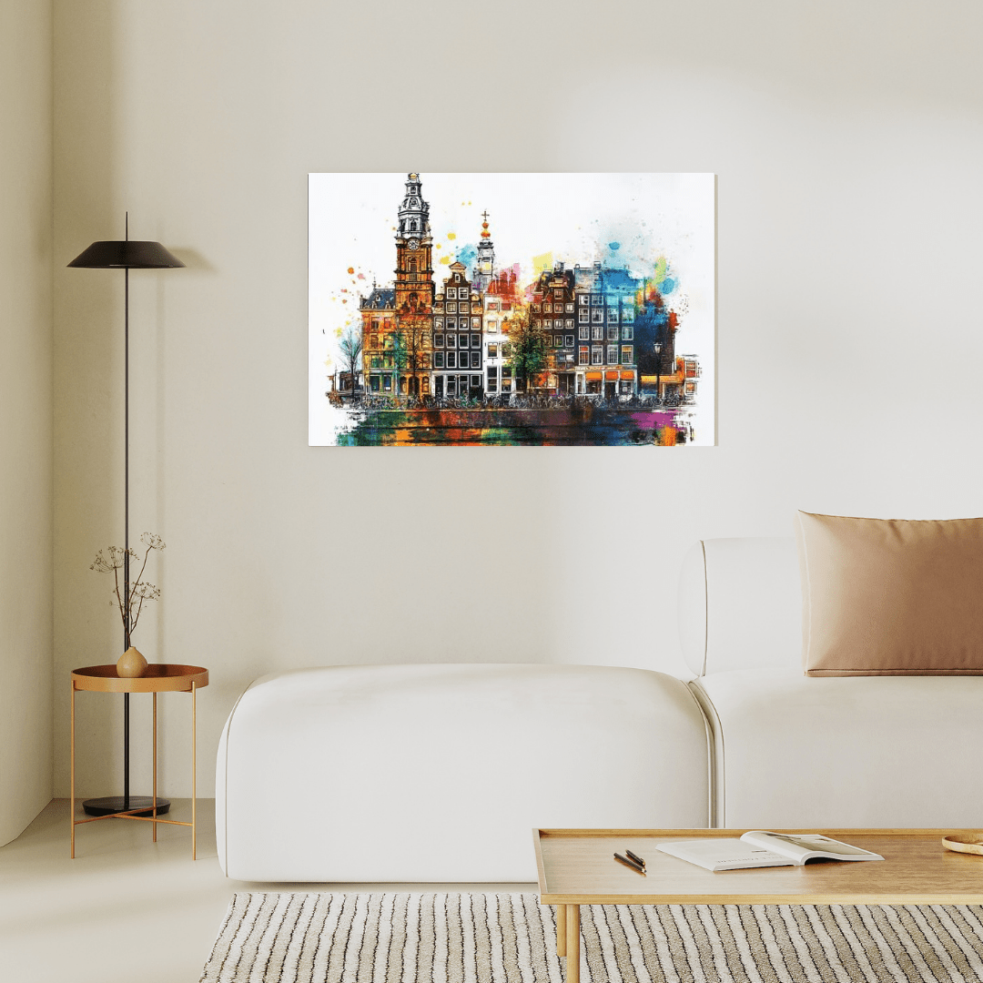 Vibrant Amsterdam Reflections - Cityscape Wall Art - Aestheticanvas