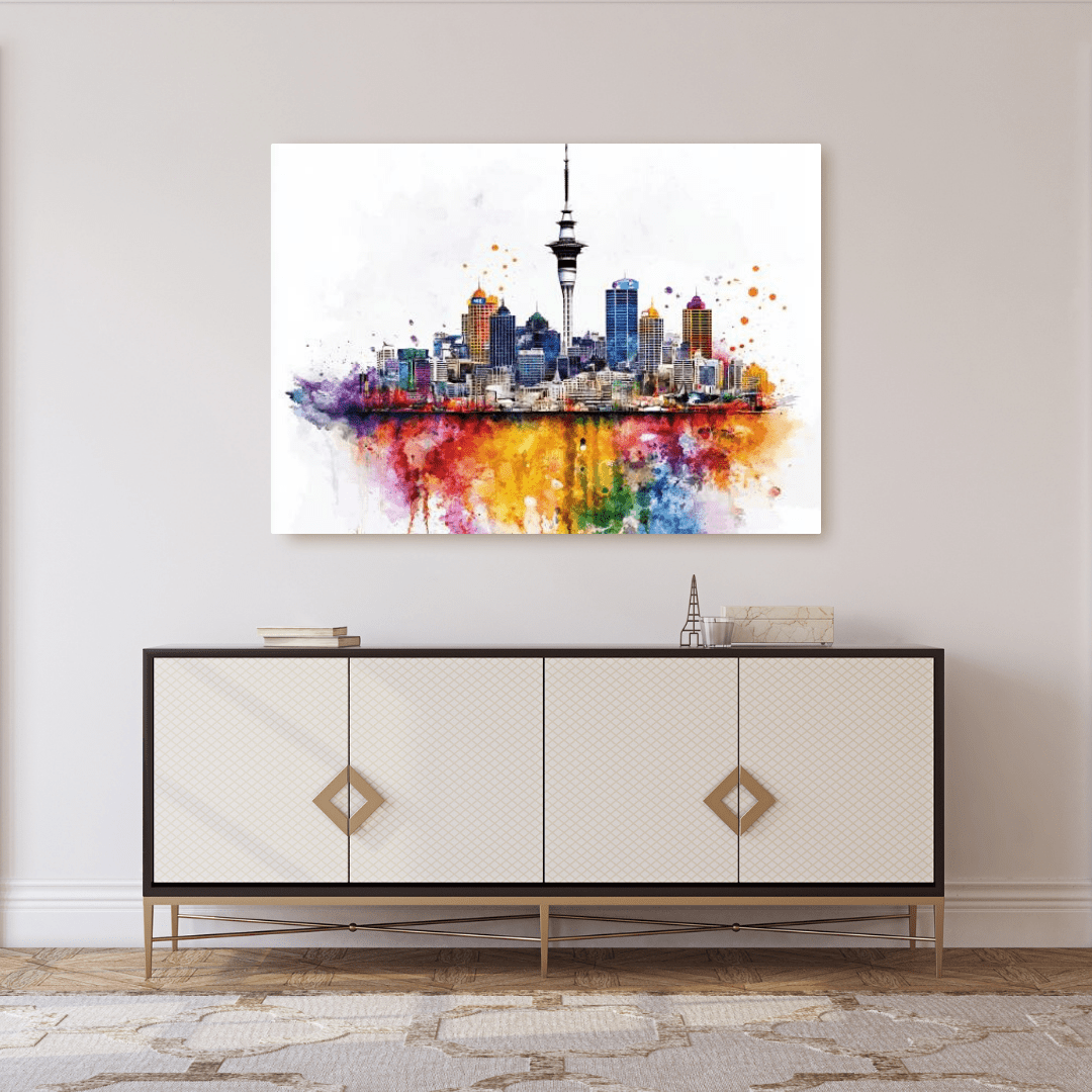 Vibrant Auckland Skyline - Cityscape Wall Art - Aestheticanvas