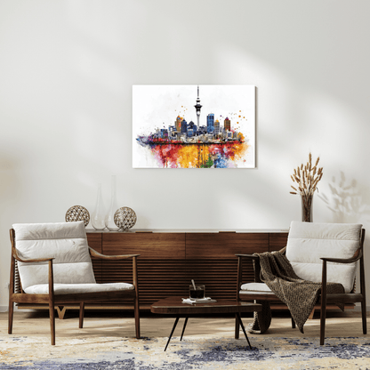 Vibrant Auckland Skyline - Cityscape Wall Art - Aestheticanvas