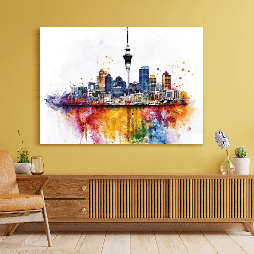 Vibrant Auckland Skyline - Cityscape Wall Art - Aestheticanvas