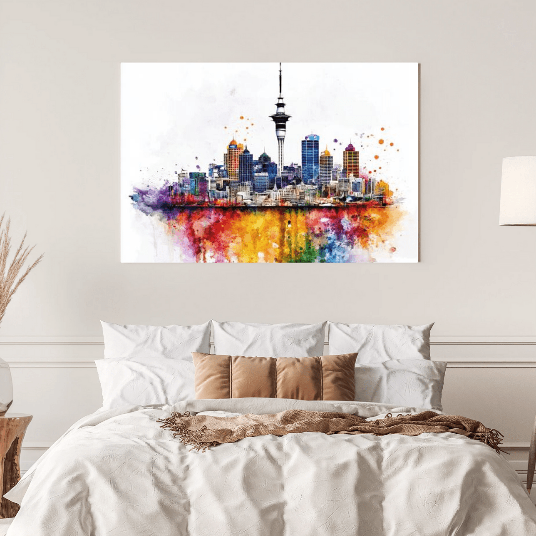 Vibrant Auckland Skyline - Cityscape Wall Art - Aestheticanvas