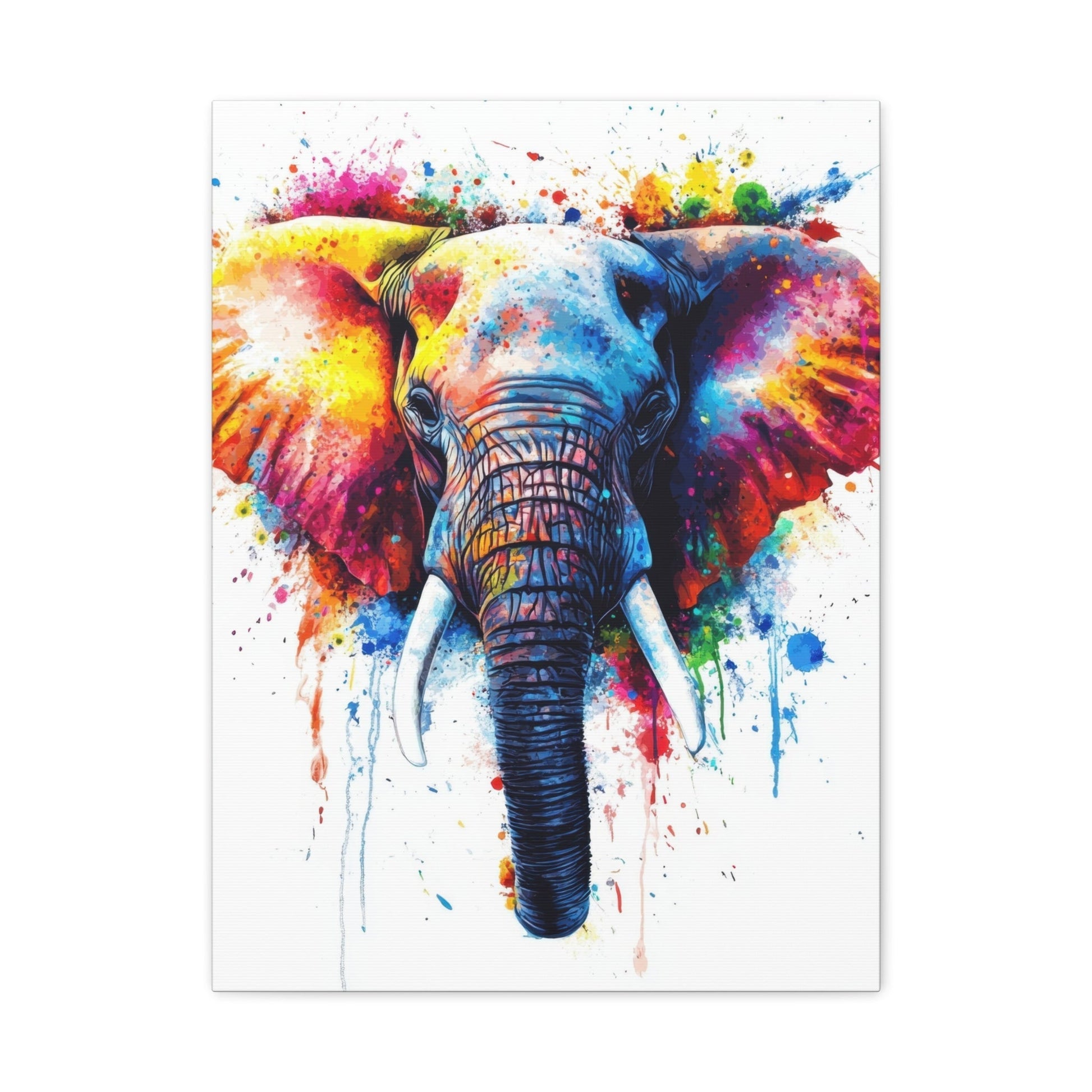 Vibrant Elephant Splash - Animal Wall Art - Aestheticanvas