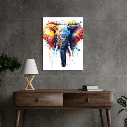 Vibrant Elephant Splash - Animal Wall Art - Aestheticanvas