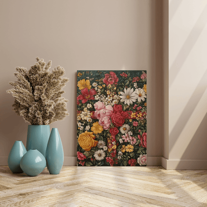 Vibrant Floral Cross Art - Religion Wall Art - Aestheticanvas