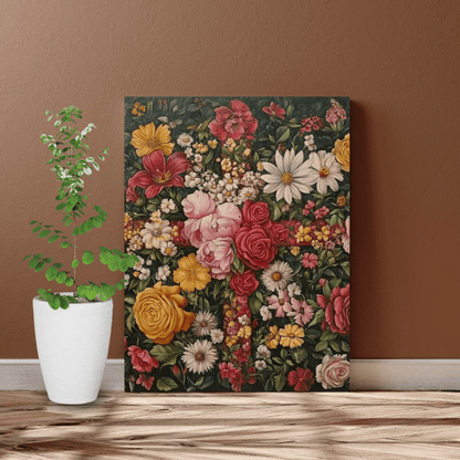 Vibrant Floral Cross Art - Religion Wall Art - Aestheticanvas