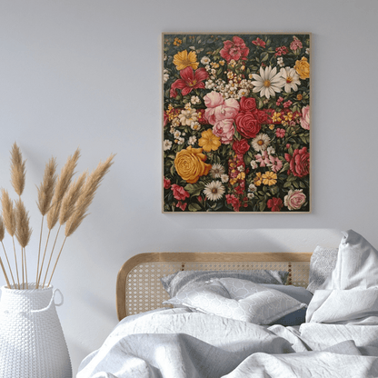 Vibrant Floral Cross Art - Religion Wall Art - Aestheticanvas