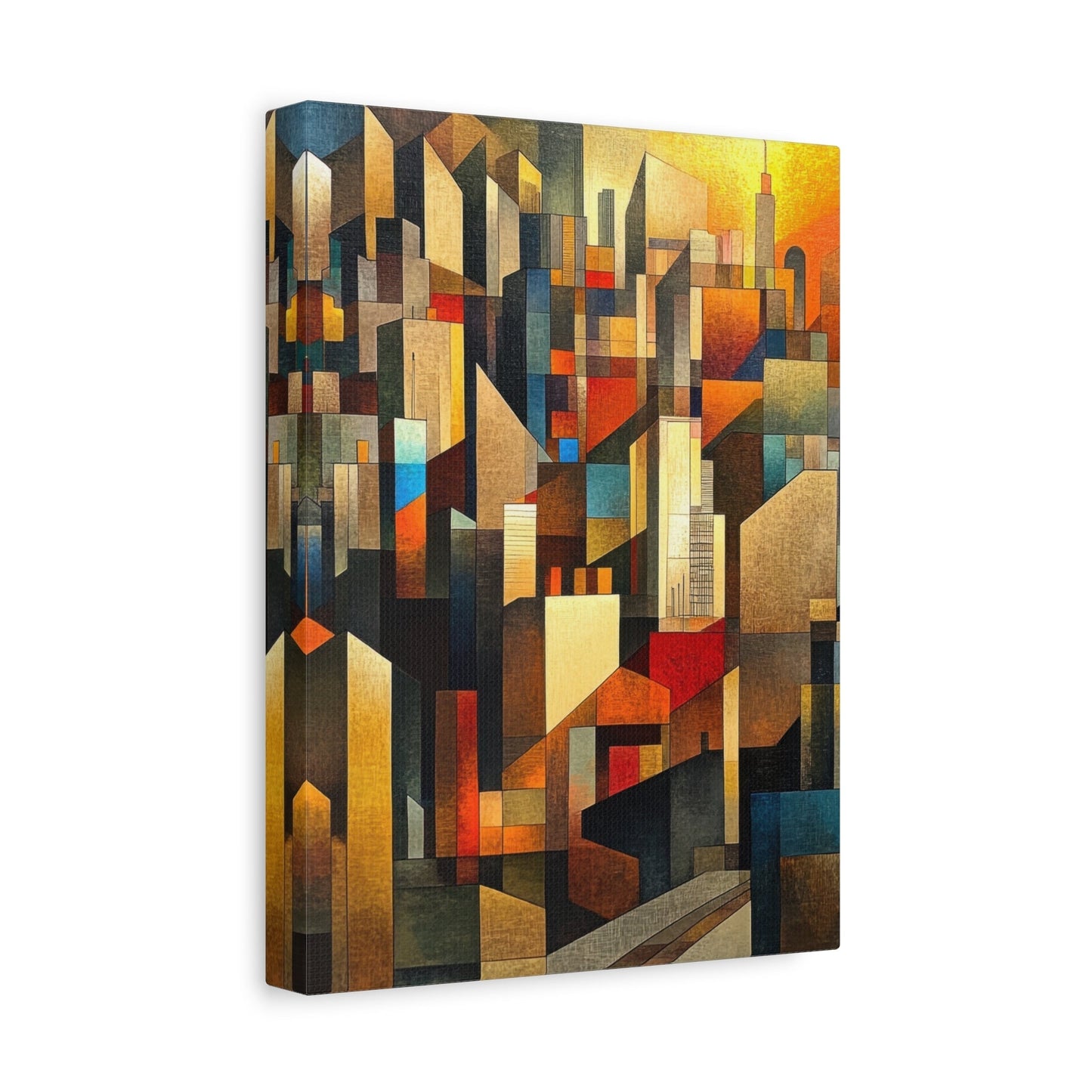 Vibrant Geometric Cityscape - Abstract Wall Art - Aestheticanvas