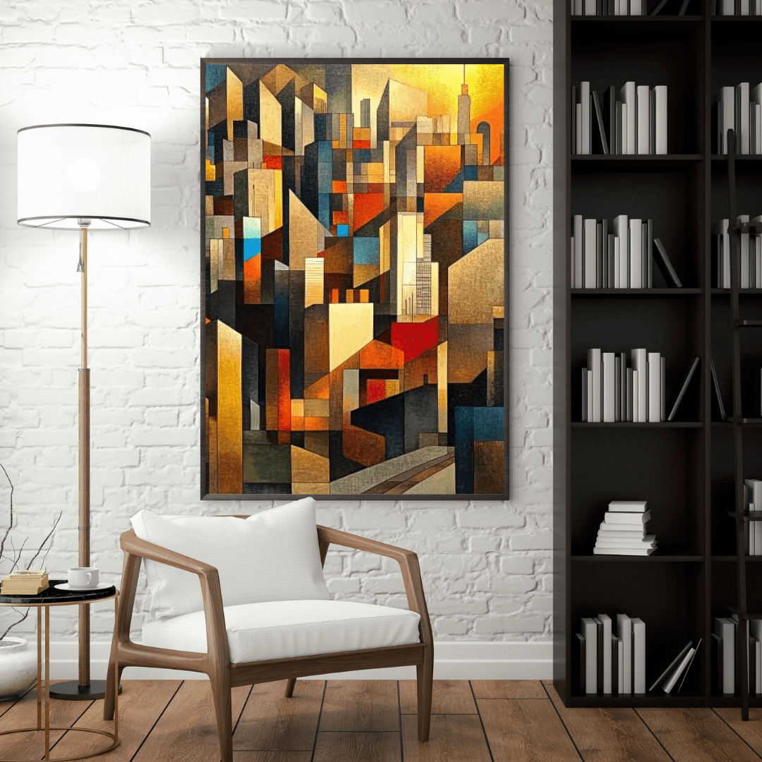 Vibrant Geometric Cityscape - Abstract Wall Art - Aestheticanvas