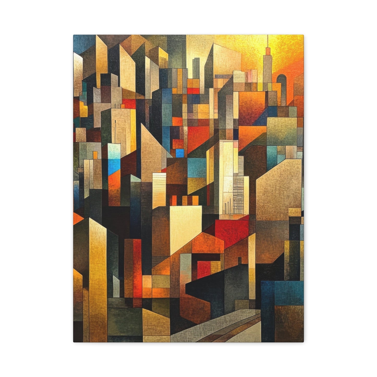 Vibrant Geometric Cityscape - Abstract Wall Art - Aestheticanvas