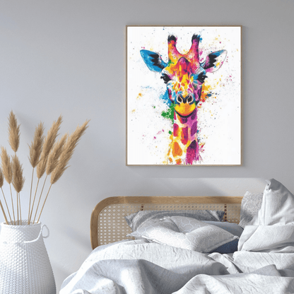 Vibrant Giraffe Splash - Animal Wall Art - Aestheticanvas