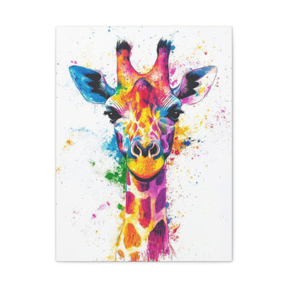 Vibrant Giraffe Splash - Animal Wall Art - Aestheticanvas