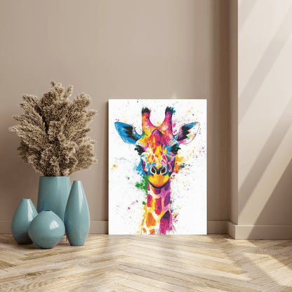 Vibrant Giraffe Splash - Animal Wall Art - Aestheticanvas